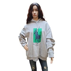 Ralph Lauren Gray Oversized Hoodie with Green Graphic